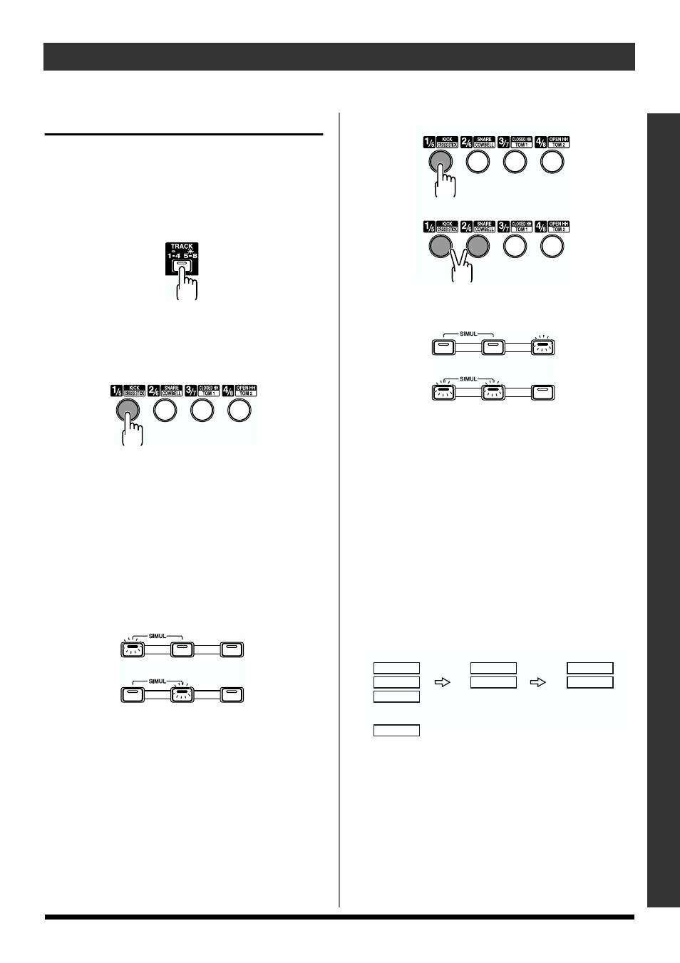 6) basic recording, Selecting the recording track, About the recording (rec) modes | Basic recording (p. 37, p. 46), Track” (p. 37), Quick start, 37 recording/playing back a song, If input select [guitar/bass] or [mic] are lit, If input select [line] or [simul] are lit | Roland BR-864 User Manual | Page 37 / 200