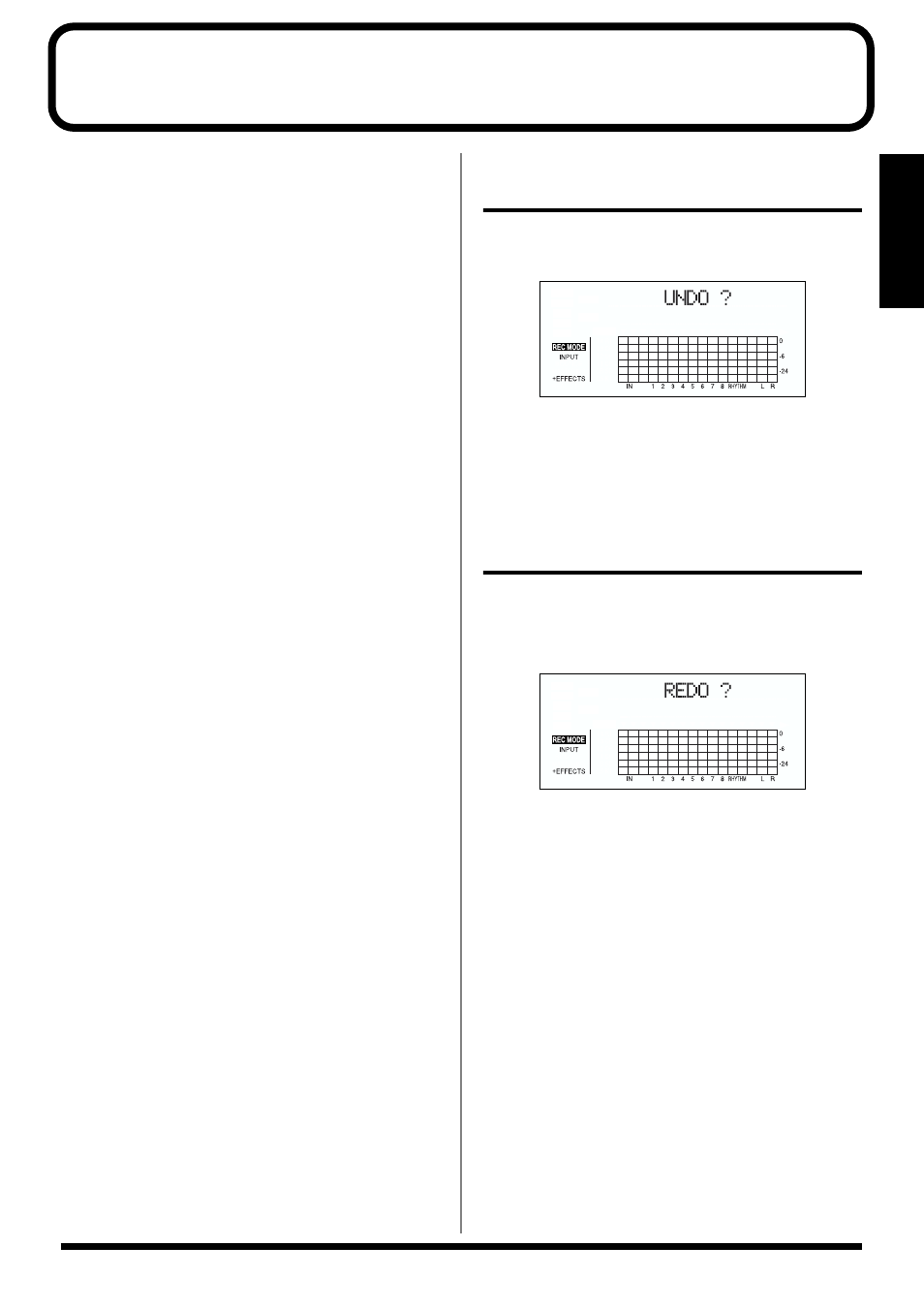 Canceling an operation (undo/redo), Reversing the last operation (undo), Canceling the undo (redo) | Canceling an operation (undo/redo)” (p. 55) | Roland BR-864 User Manual | Page 55 / 200