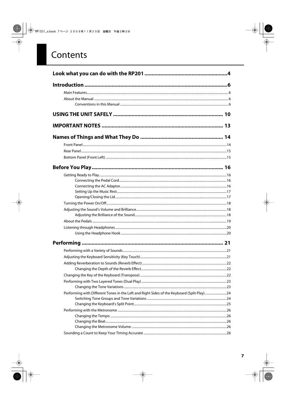 Roland RP201 User Manual | Page 5 / 60