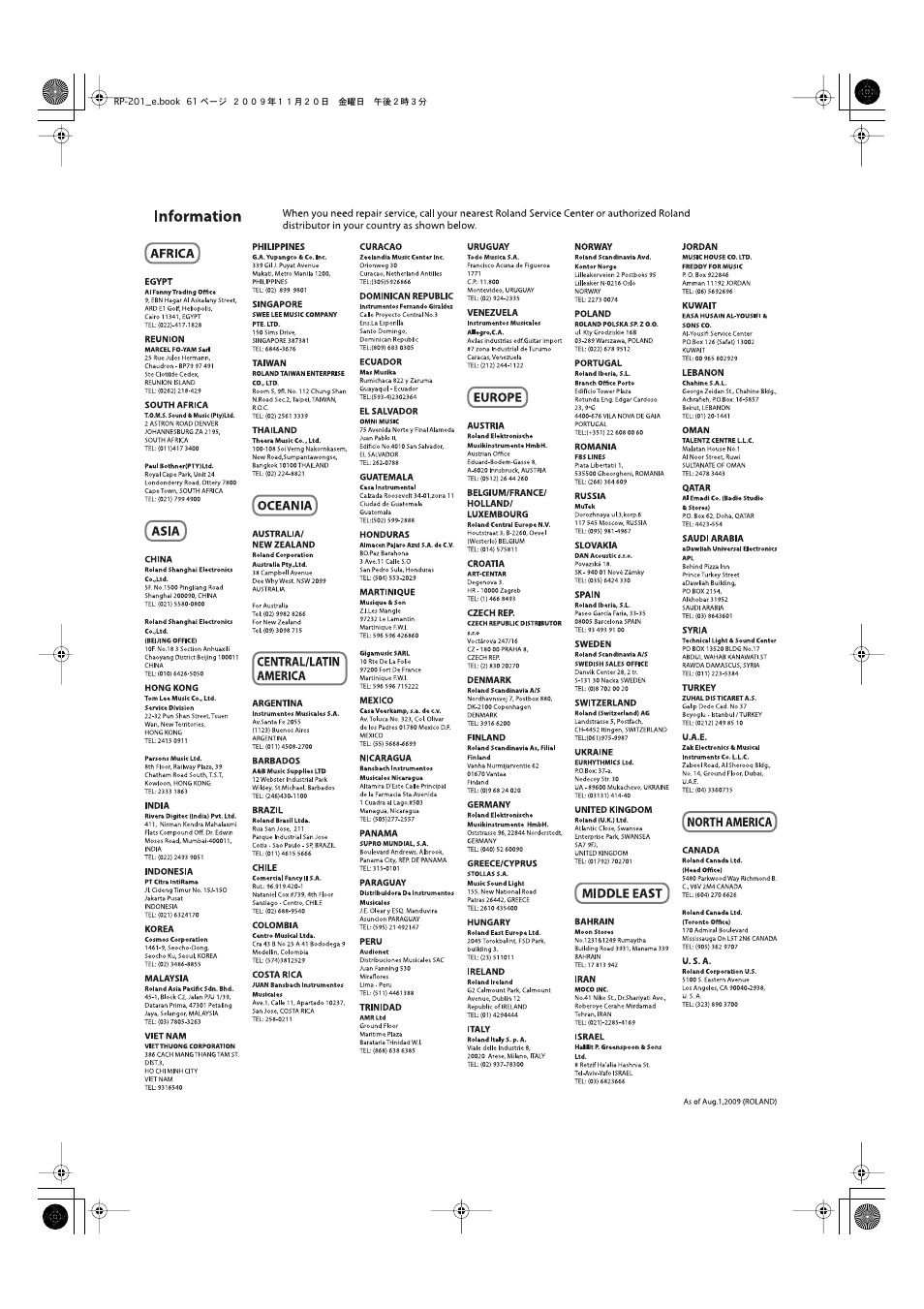 Roland RP201 User Manual | Page 59 / 60
