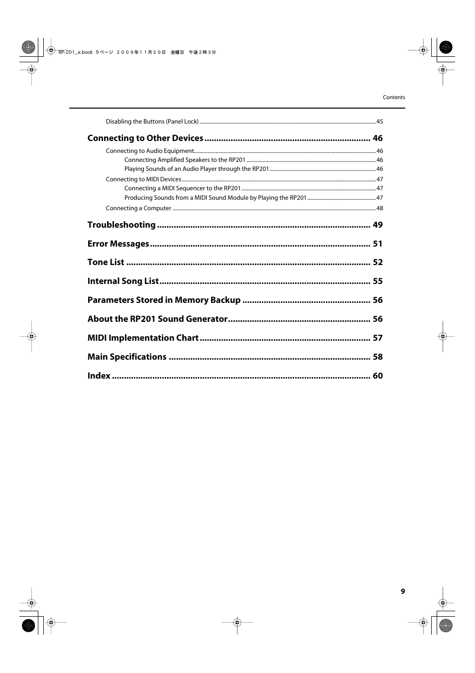 Roland RP201 User Manual | Page 7 / 60