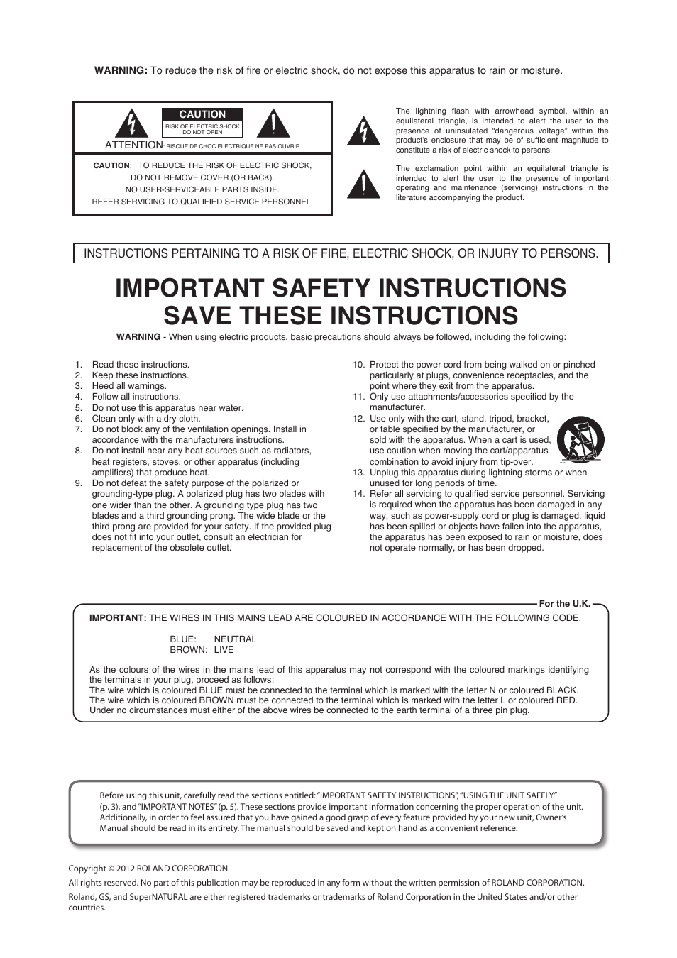 Roland Digital Piano HP507 User Manual | Page 2 / 68