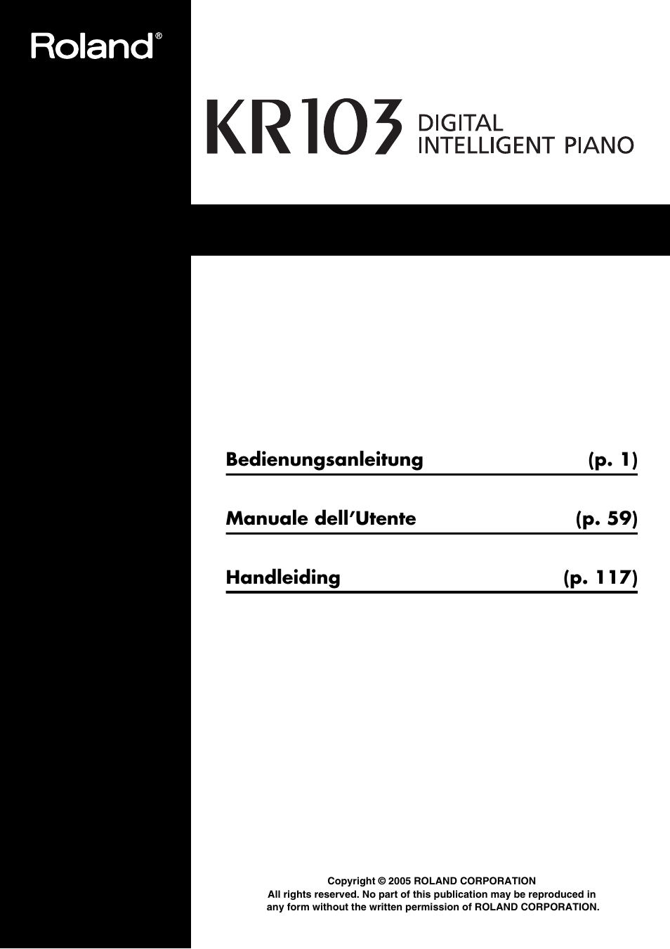 Roland KR103 User Manual | 186 pages