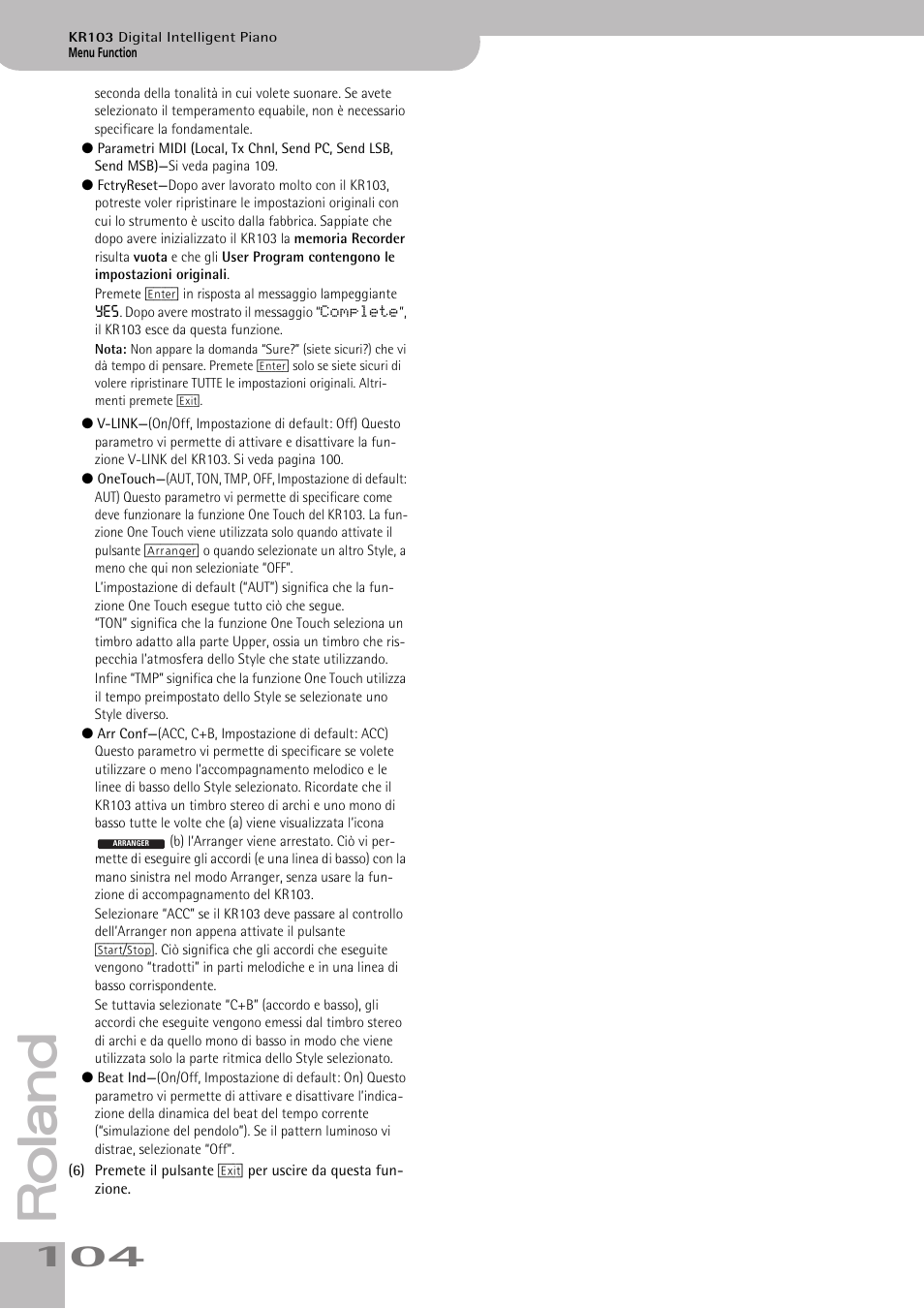 Roland KR103 User Manual | Page 106 / 186