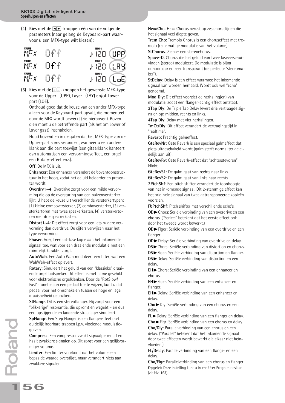 120 upp, 120 lay, 120 loe | Roland KR103 User Manual | Page 158 / 186