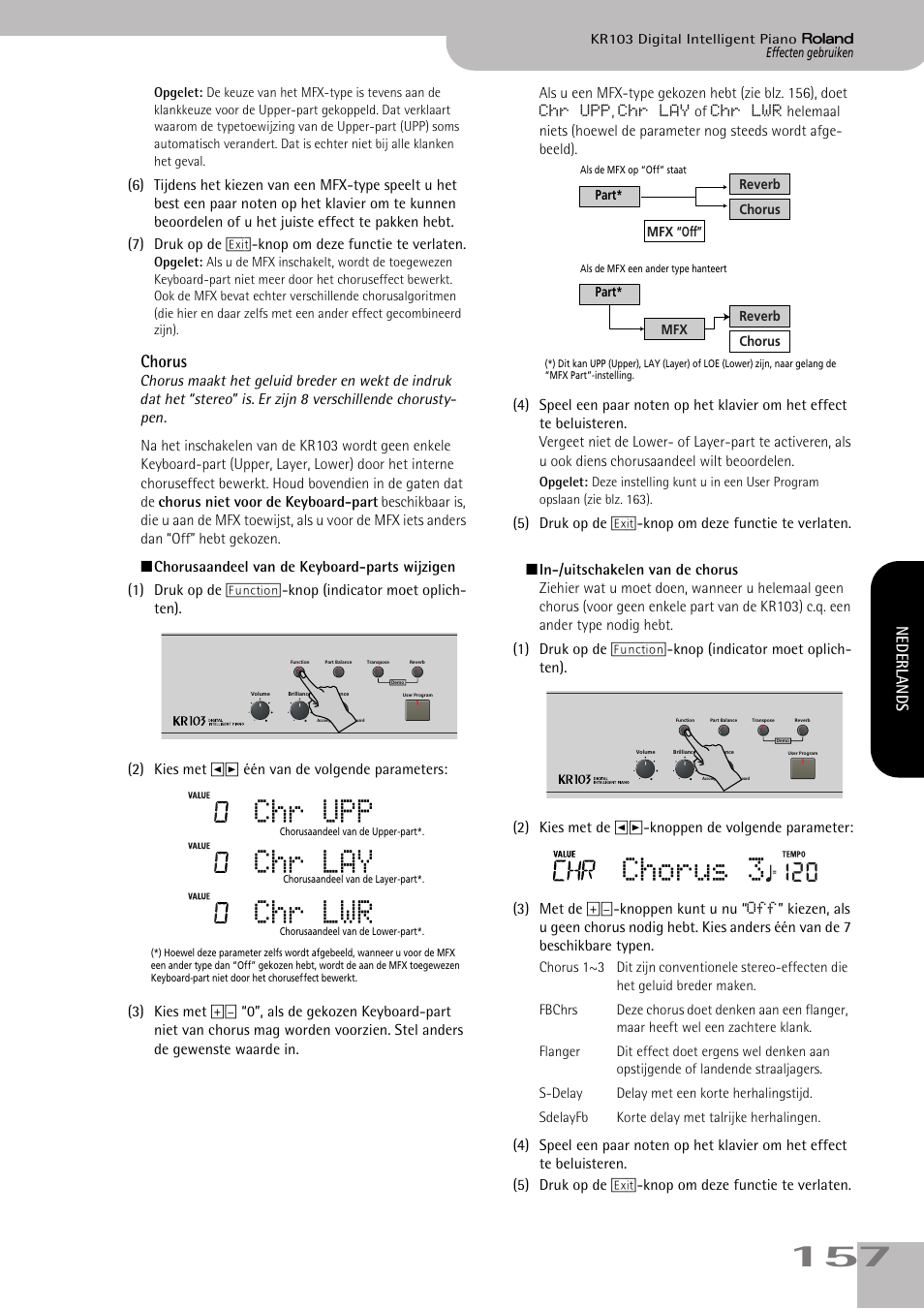 Chorus, Chr upp chr lay chr lwr, Chorus 3 | Nederlands | Roland KR103 User Manual | Page 159 / 186