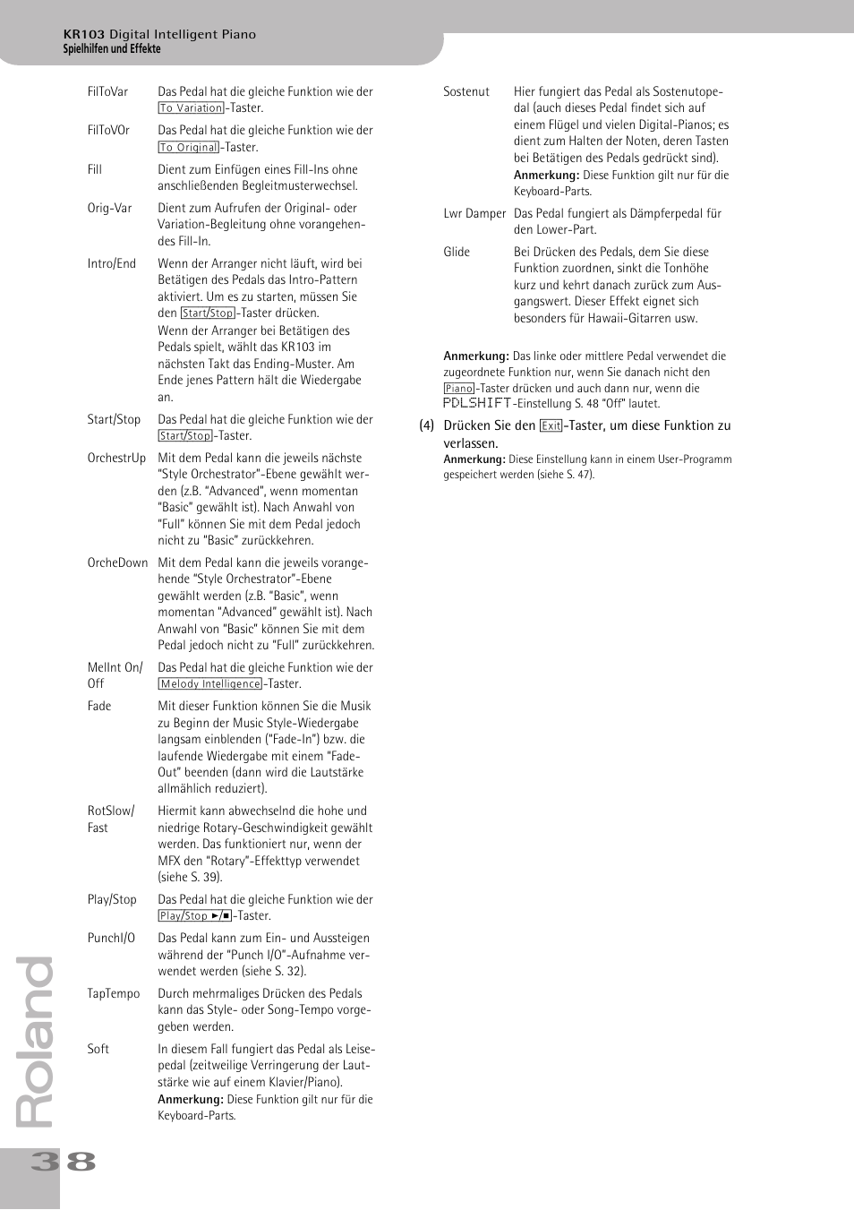 Roland KR103 User Manual | Page 40 / 186