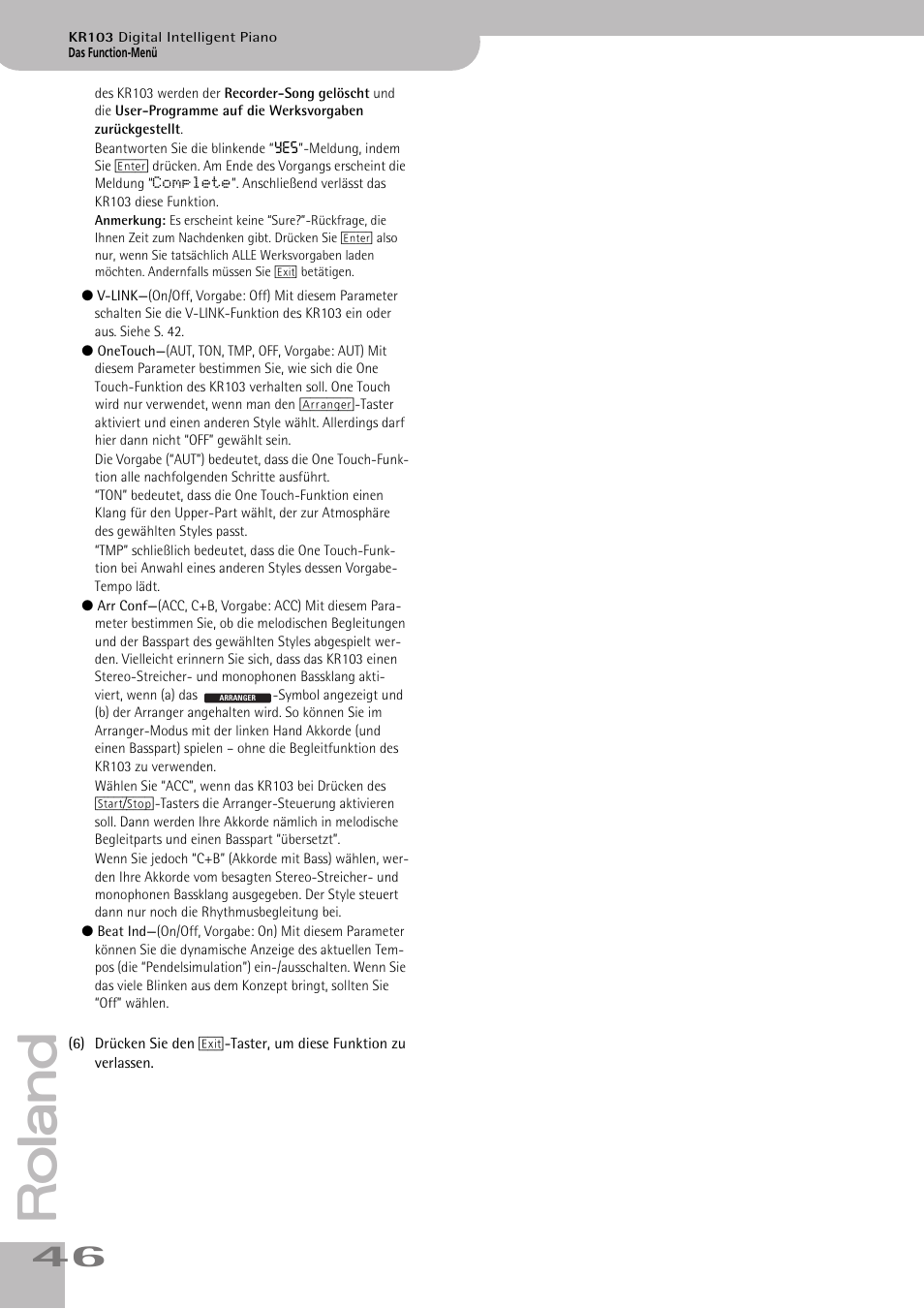 Roland KR103 User Manual | Page 48 / 186