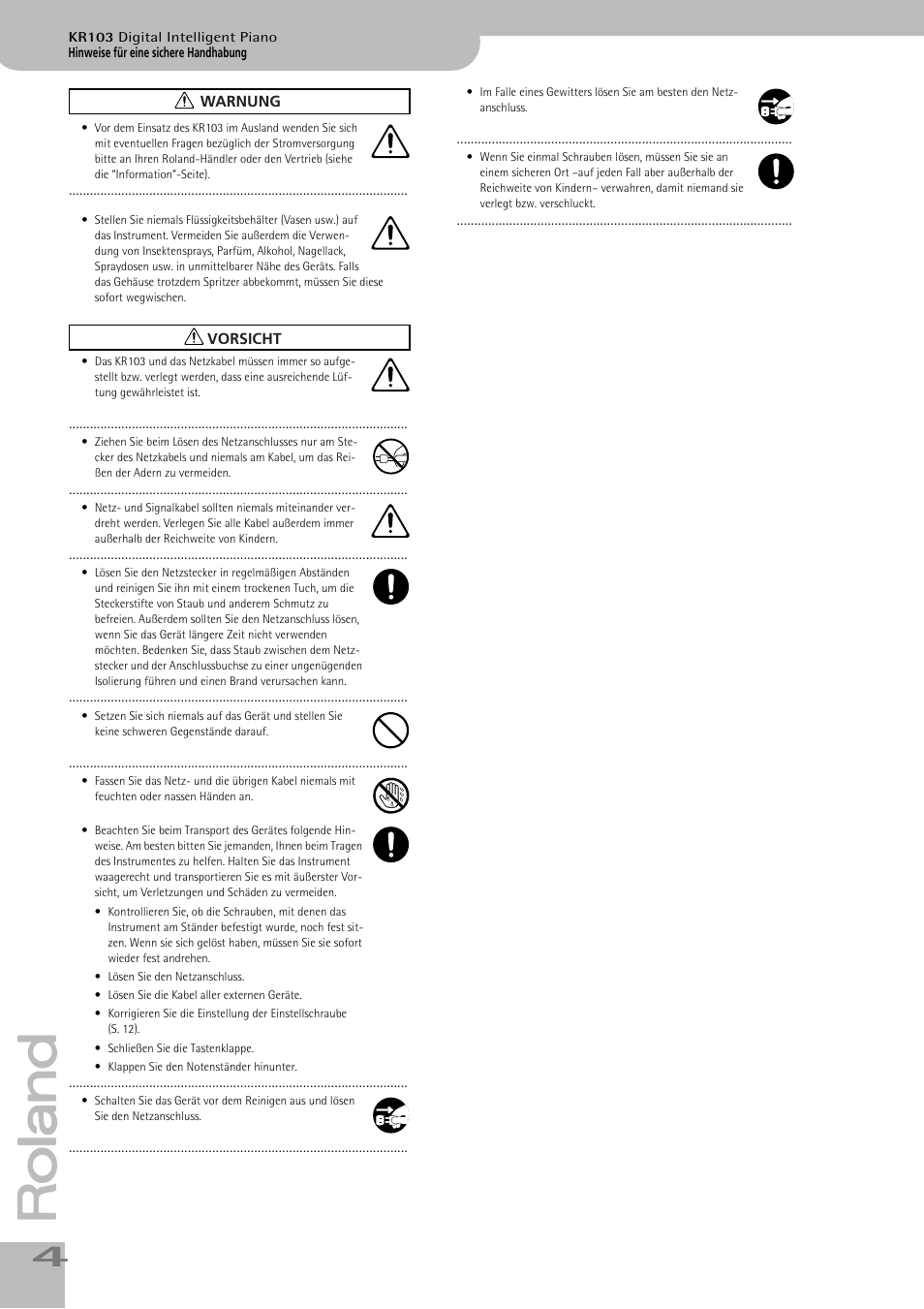 Roland KR103 User Manual | Page 6 / 186