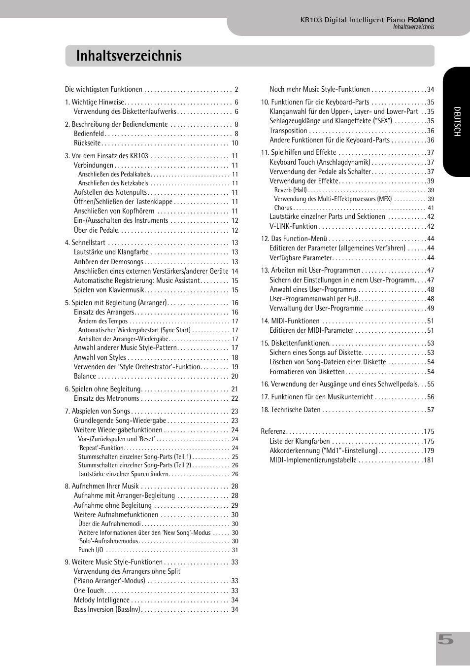 Roland KR103 User Manual | Page 7 / 186
