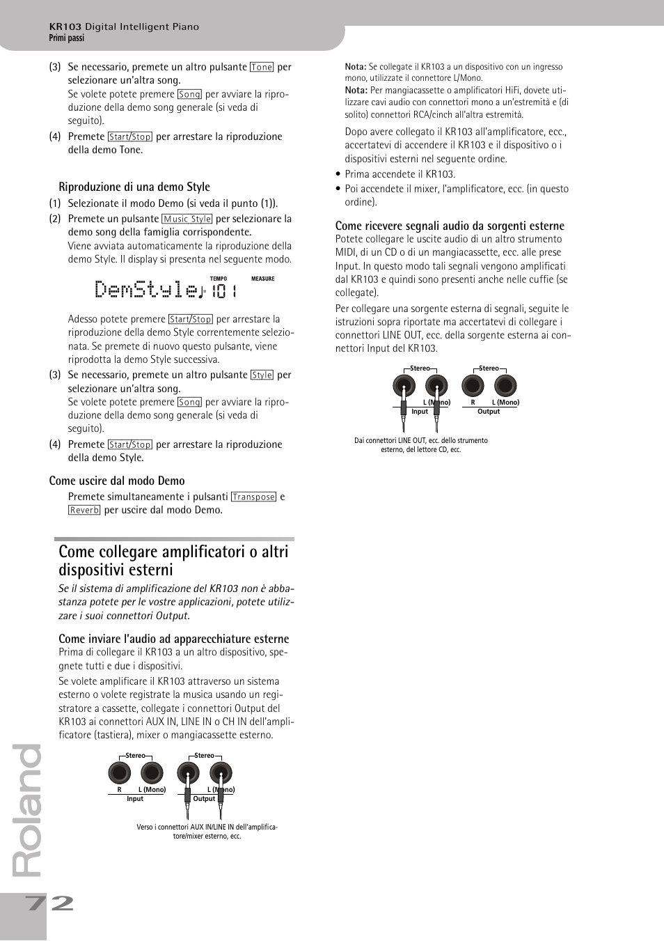 Demstyle | Roland KR103 User Manual | Page 74 / 186