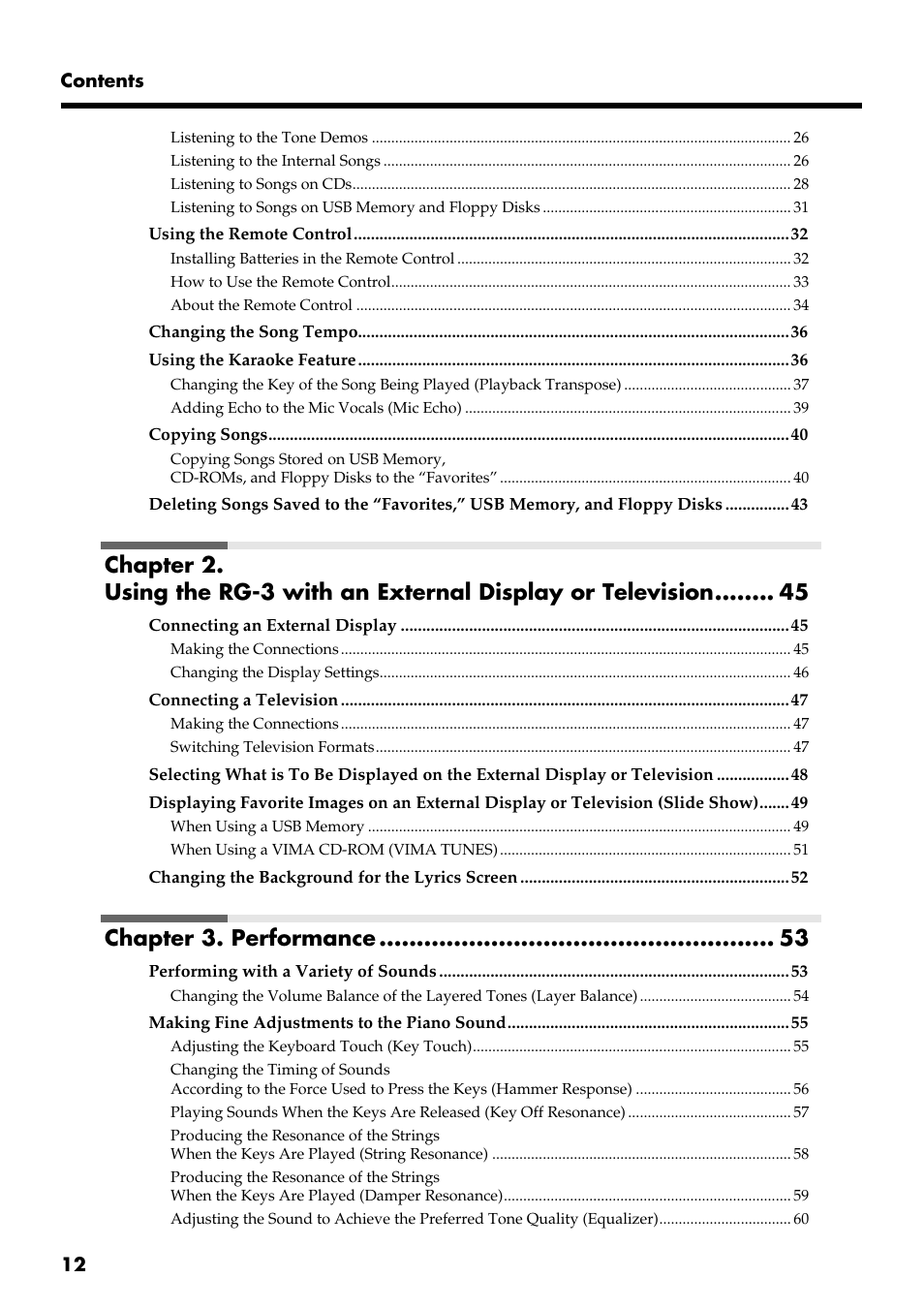 Chapter 3. performance | Roland RG-3 User Manual | Page 14 / 124