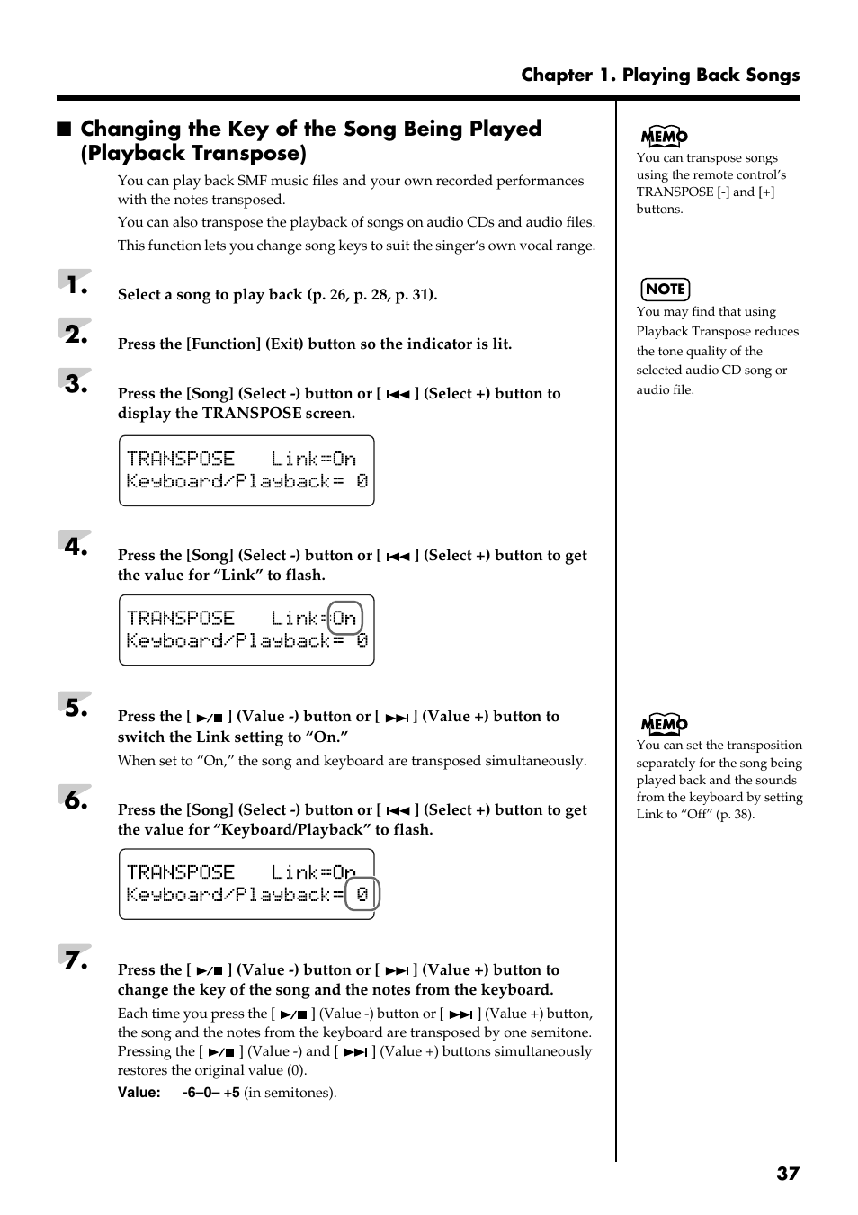 If necessary, change the key of the song (p. 37) | Roland RG-3 User Manual | Page 39 / 124