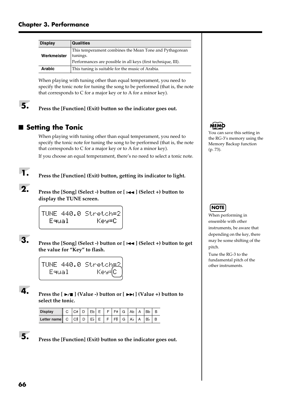 Setting the tonic | Roland RG-3 User Manual | Page 68 / 124