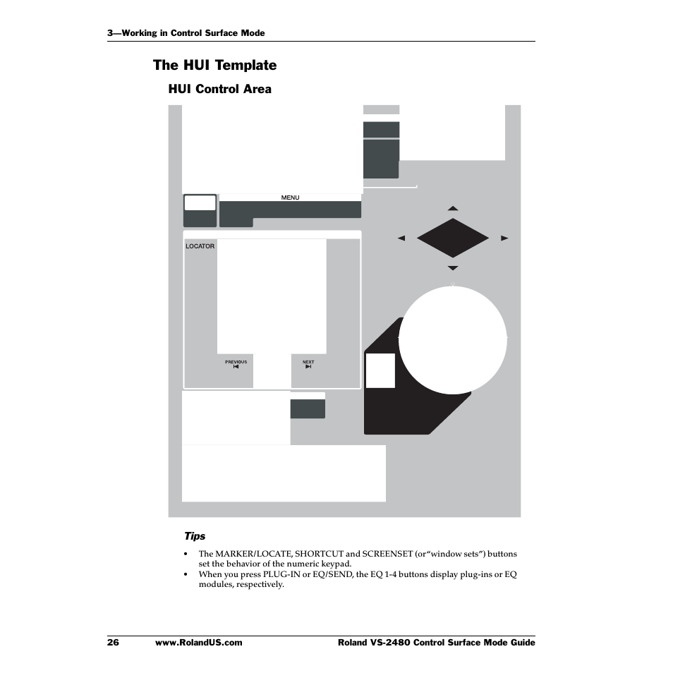 The hui template, Hui control area | Roland VS-2480CD User Manual | Page 26 / 30