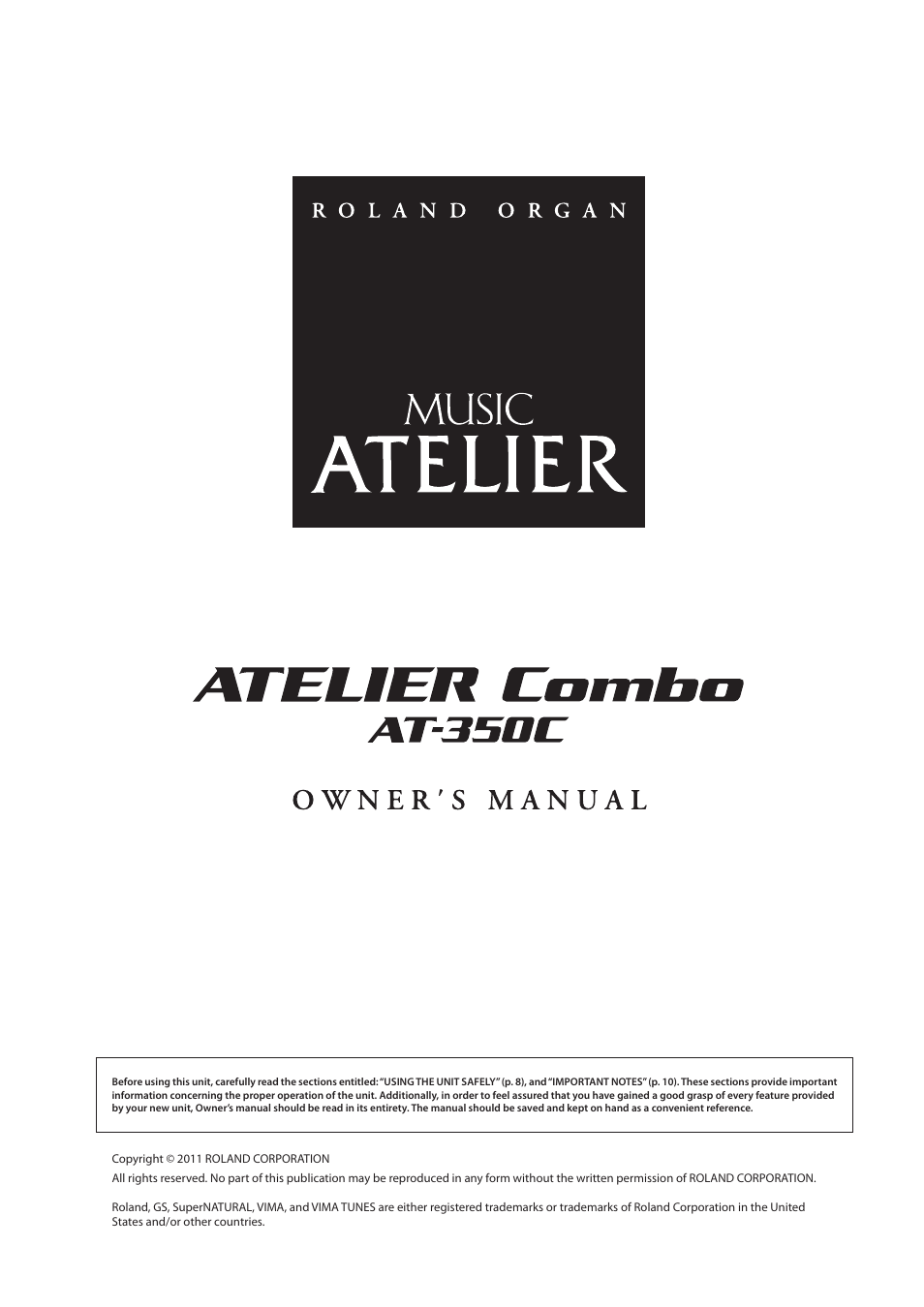Roland ATELIER Combo AT-350C User Manual | Page 3 / 132