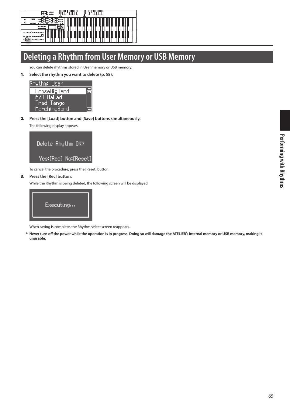 Per forming with r hythms | Roland ATELIER Combo AT-350C User Manual | Page 65 / 132
