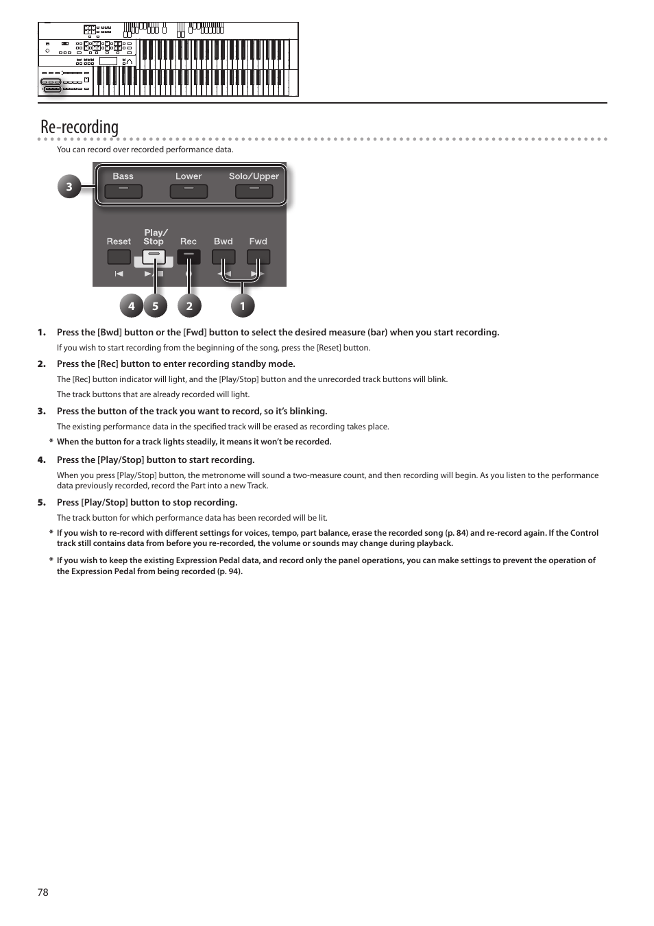 Re-recording | Roland ATELIER Combo AT-350C User Manual | Page 78 / 132