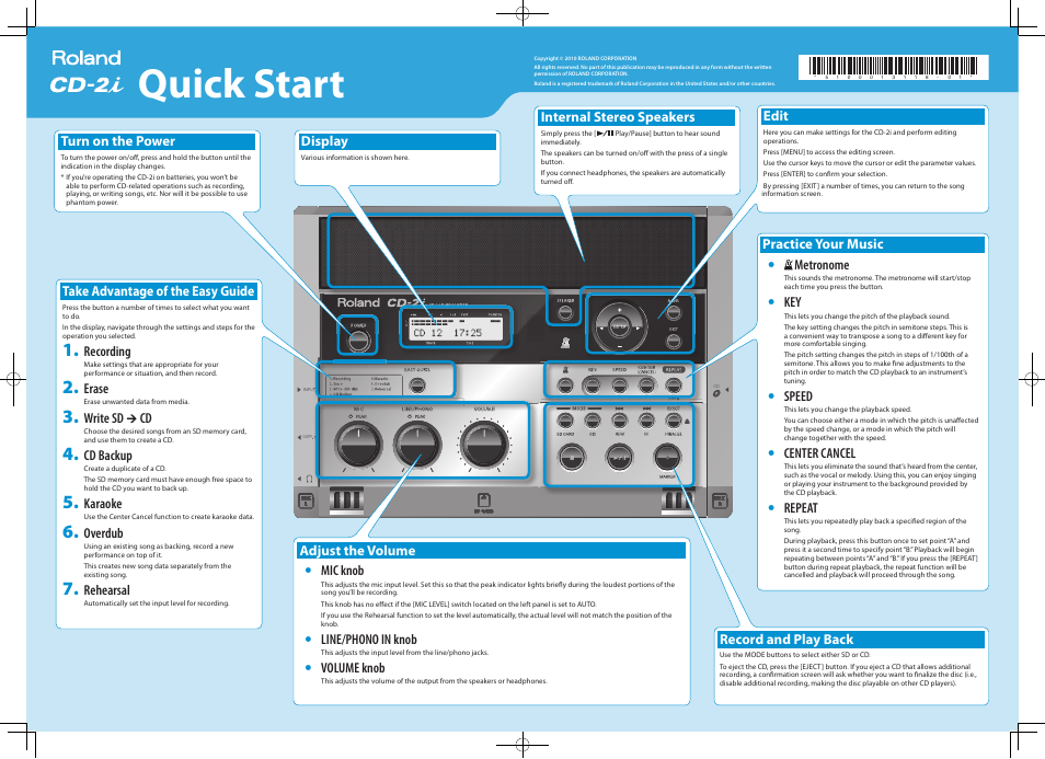 Roland CD-2i User Manual | 2 pages