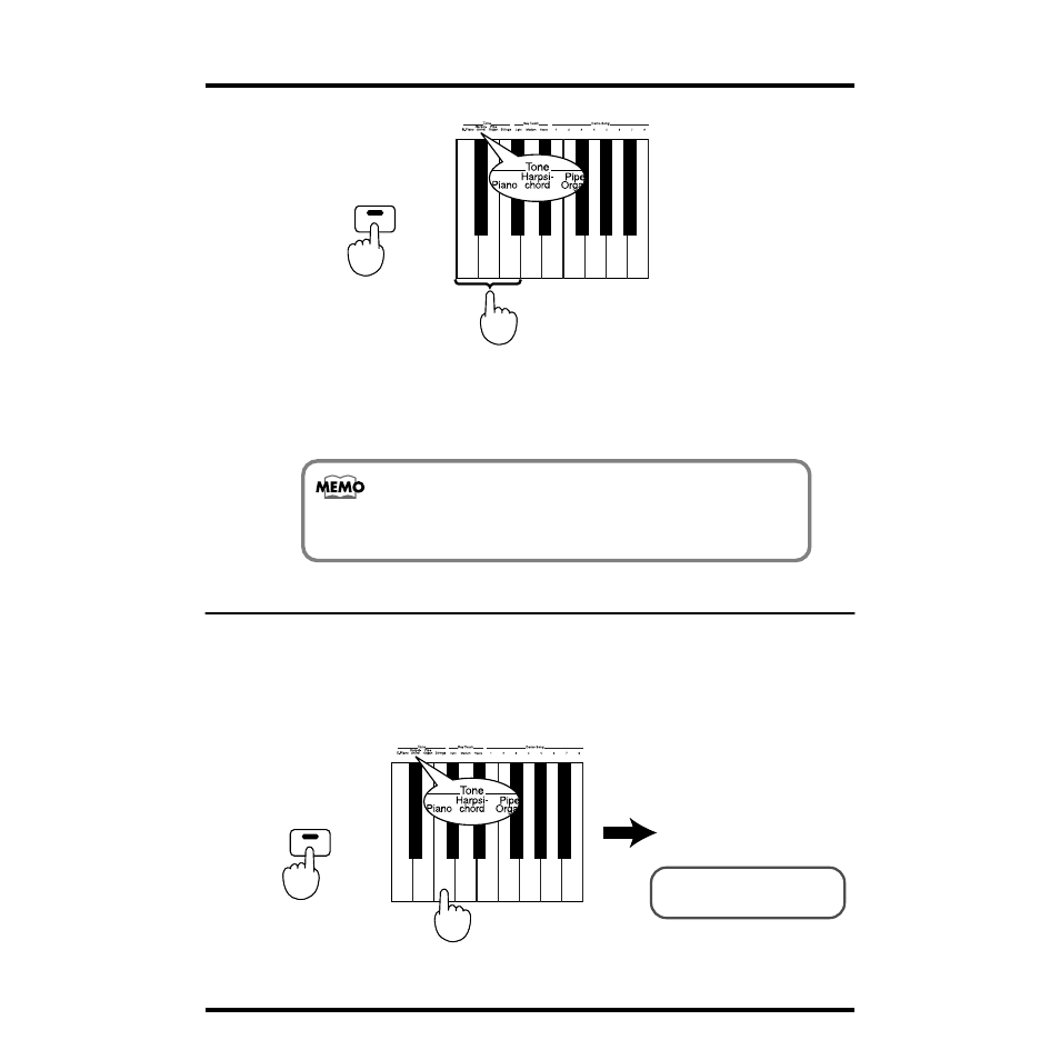 Layering two instrument sounds— dual play, Layering the piano tones and strings tones | Roland pt-2000 User Manual | Page 12 / 28