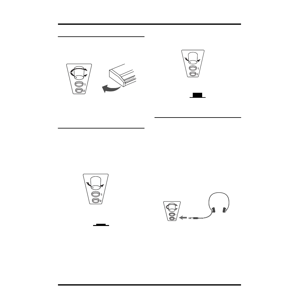 About the volume knob, Turning the power on and off, Turning on the power | Turning off the power, Connecting headphones, Precautions to take when using headphones, Turns the pt-2000’s power on and off (p. 8) | Roland pt-2000 User Manual | Page 8 / 28