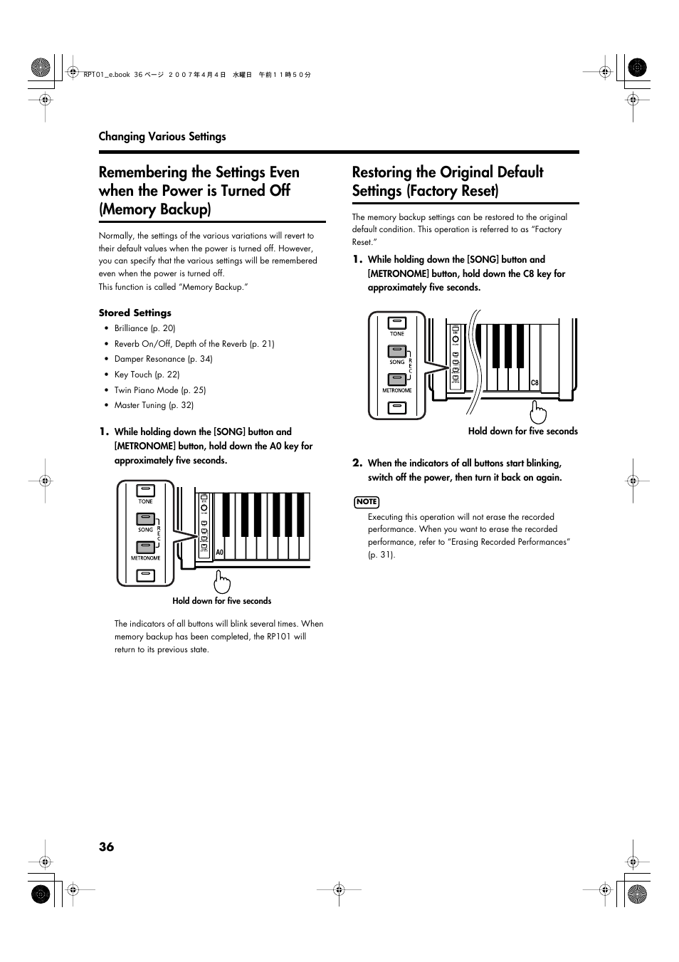 Roland RP101 User Manual | Page 36 / 52