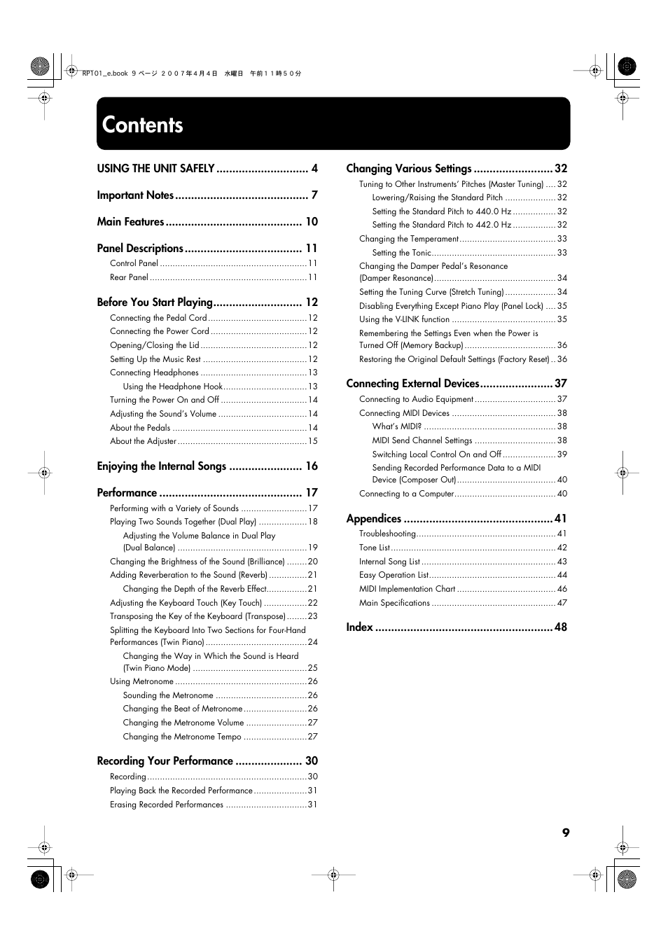 Roland RP101 User Manual | Page 9 / 52