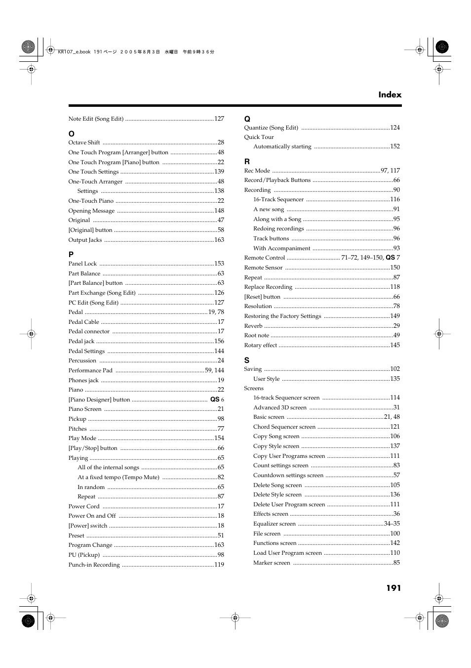 Roland KR107 User Manual | Page 191 / 196