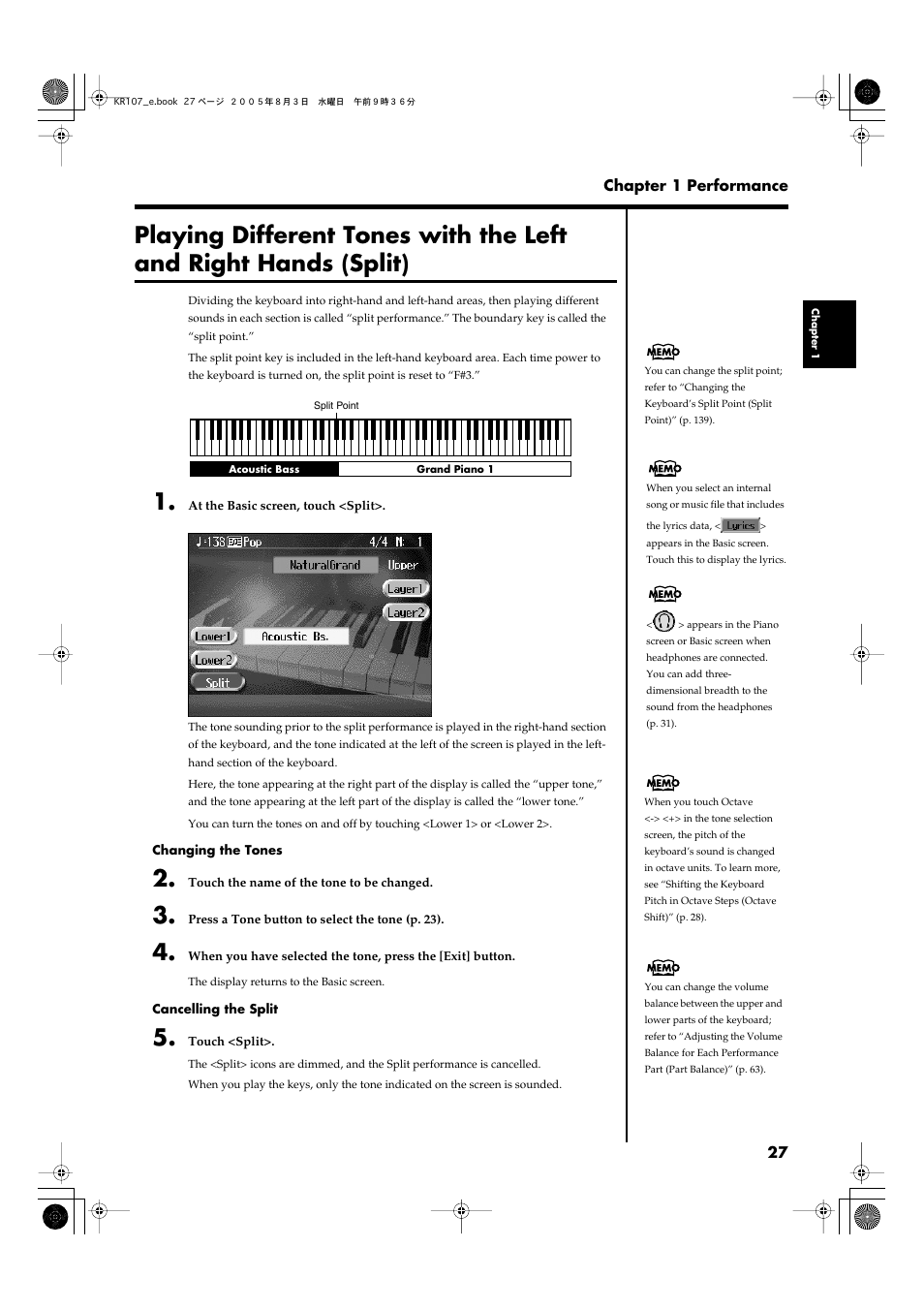 Roland KR107 User Manual | Page 27 / 196