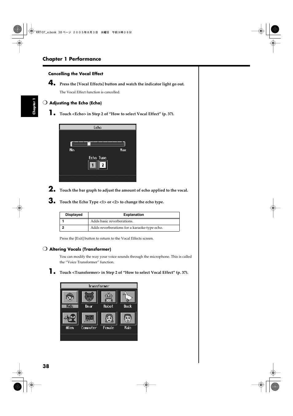 P. 38 | Roland KR107 User Manual | Page 38 / 196