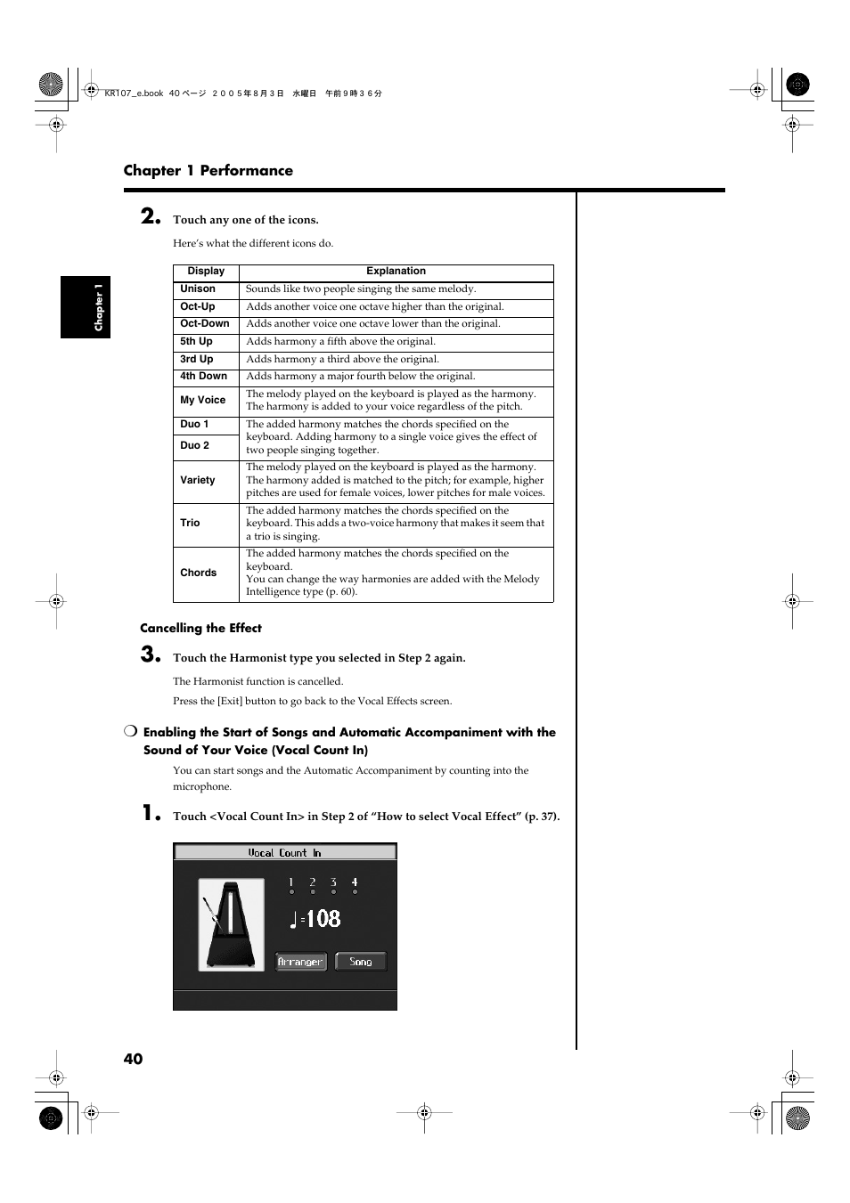 P. 40 | Roland KR107 User Manual | Page 40 / 196