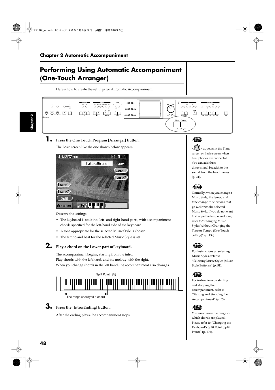 Accompaniment (p. 48) | Roland KR107 User Manual | Page 48 / 196