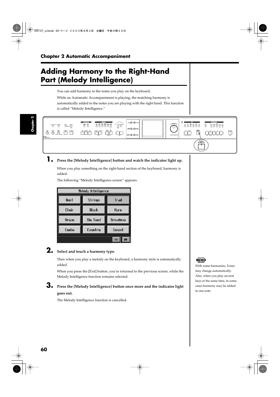 P. 60) | Roland KR107 User Manual | Page 60 / 196
