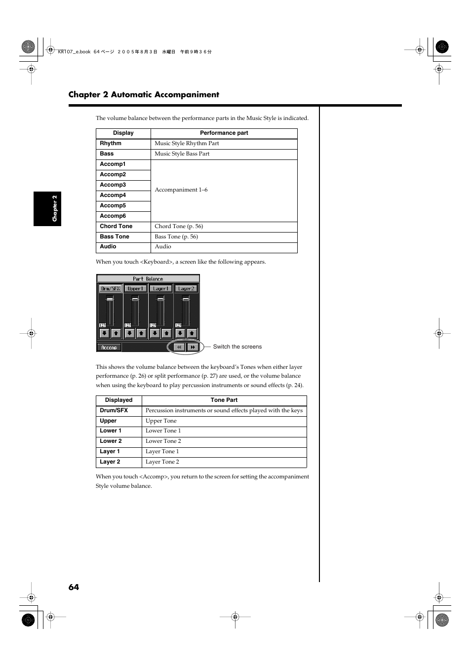 64 chapter 2 automatic accompaniment | Roland KR107 User Manual | Page 64 / 196