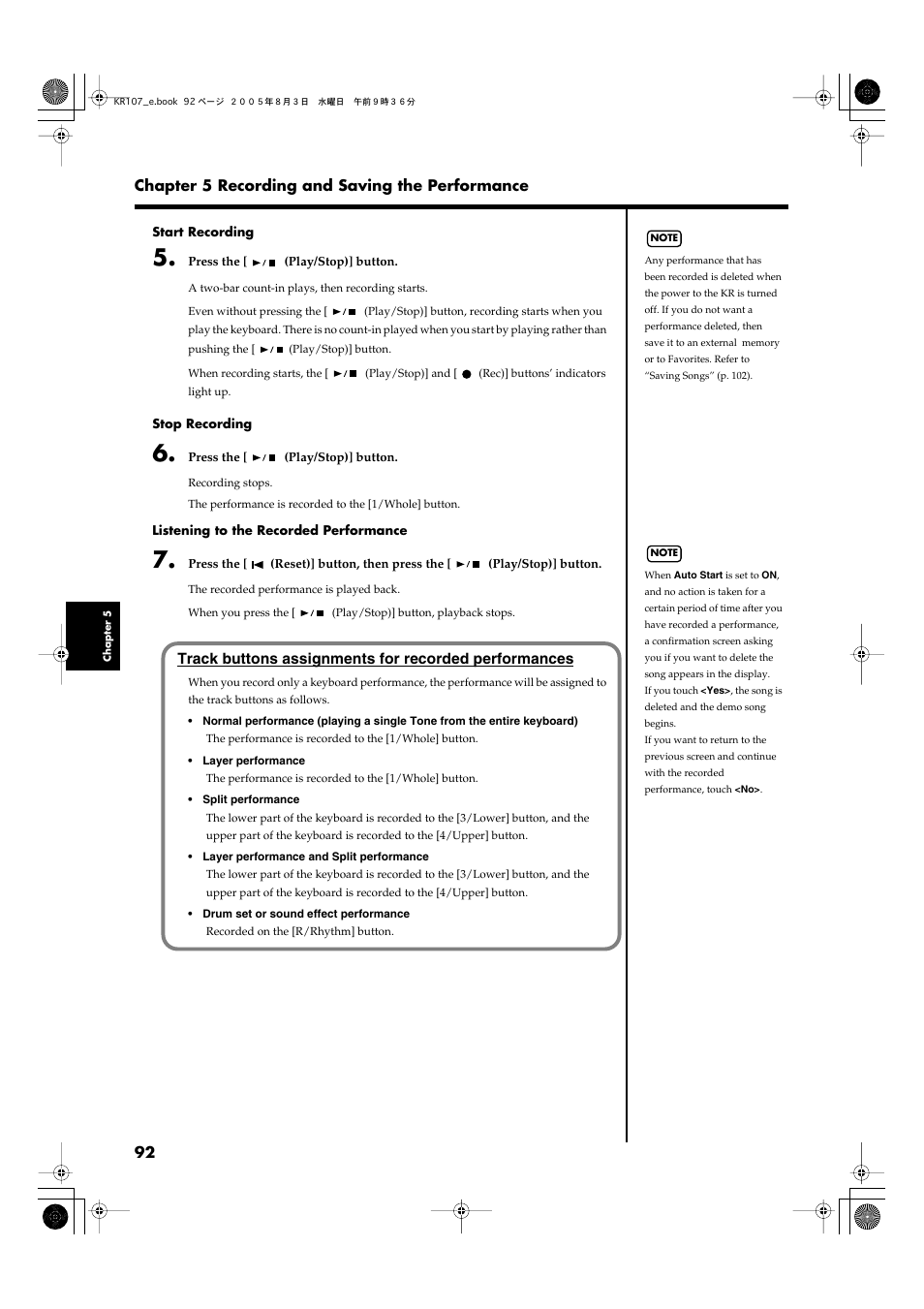 Roland KR107 User Manual | Page 92 / 196