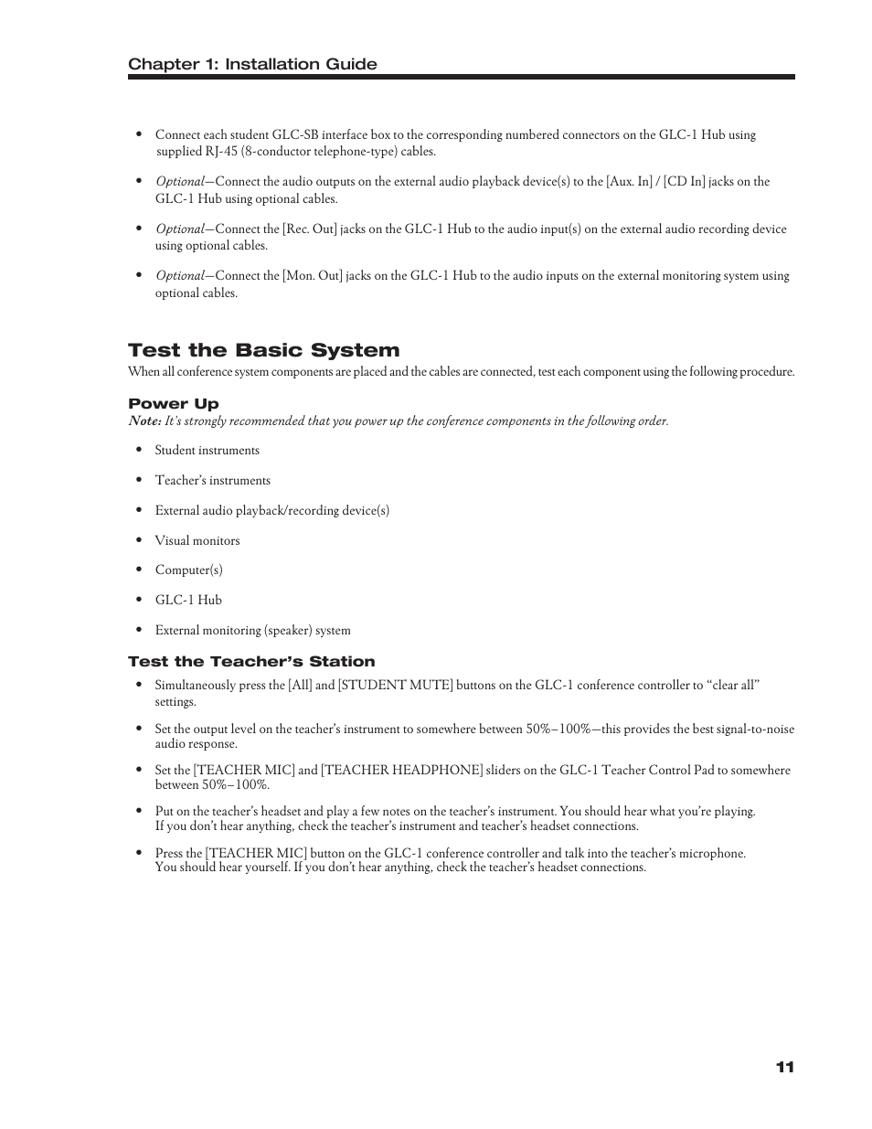 Test the basic system | Roland Group-Learning Controller GLC-1 User Manual | Page 12 / 26