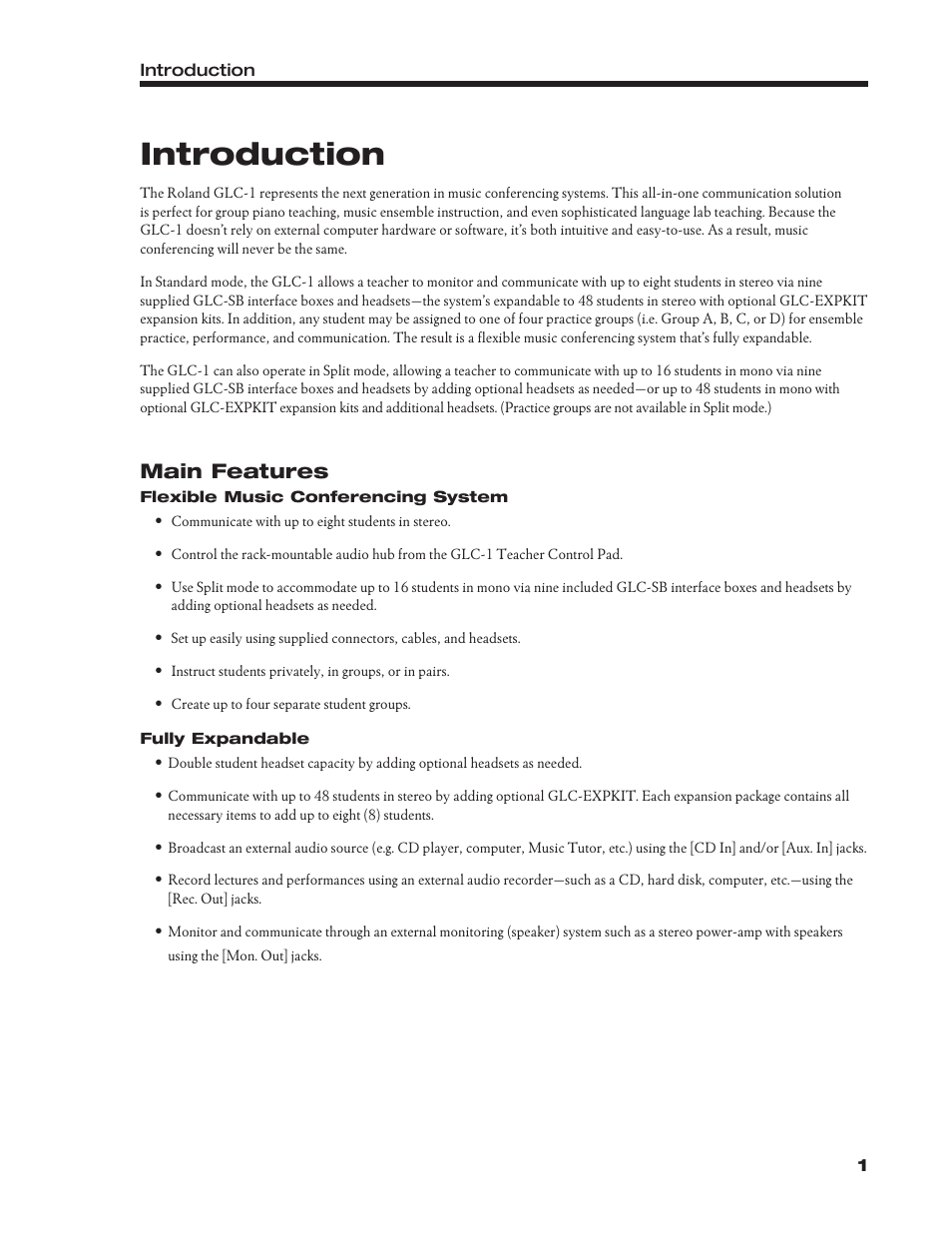 Introduction | Roland Group-Learning Controller GLC-1 User Manual | Page 2 / 26