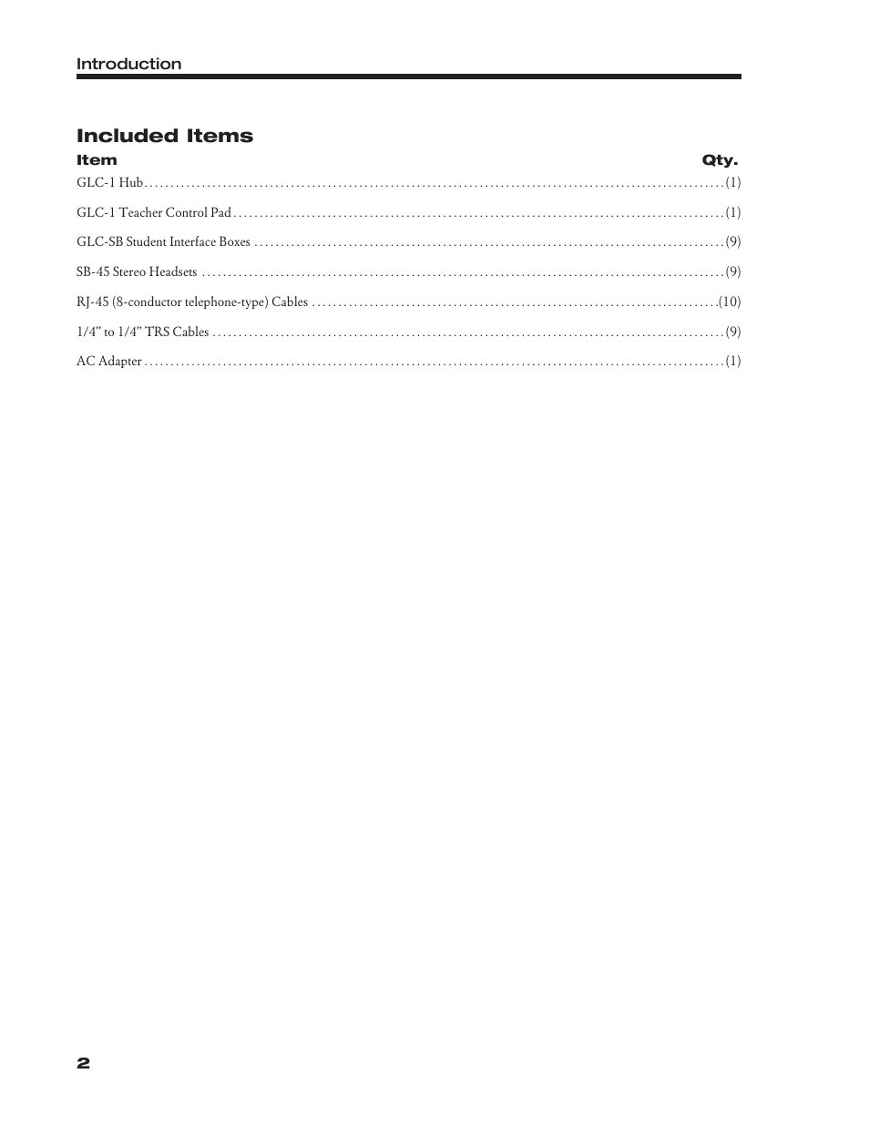 Included items | Roland Group-Learning Controller GLC-1 User Manual | Page 3 / 26