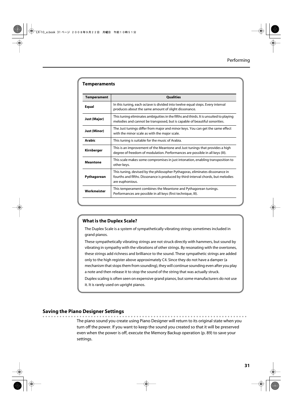 Saving the piano designer settings | Roland LX-10 User Manual | Page 31 / 120