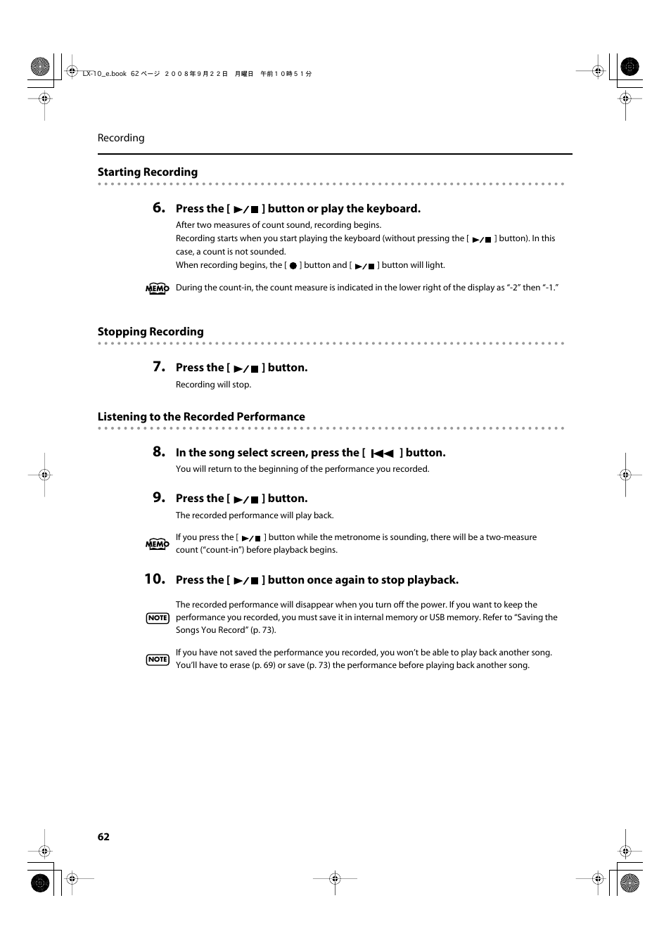 Roland LX-10 User Manual | Page 62 / 120