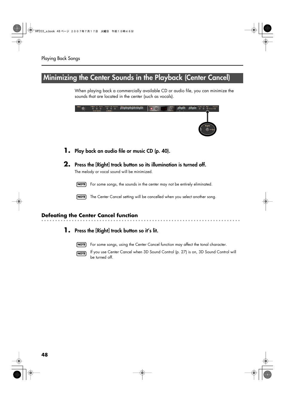 Roland HP203 User Manual | Page 50 / 108