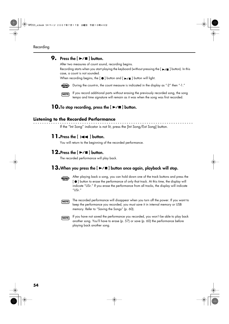 Roland HP203 User Manual | Page 56 / 108