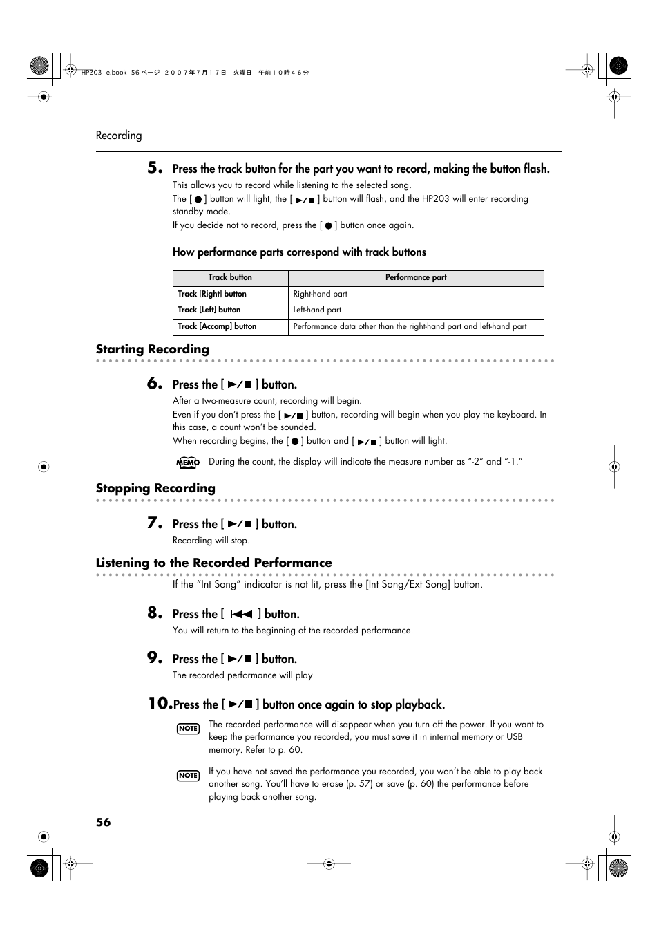 Roland HP203 User Manual | Page 58 / 108