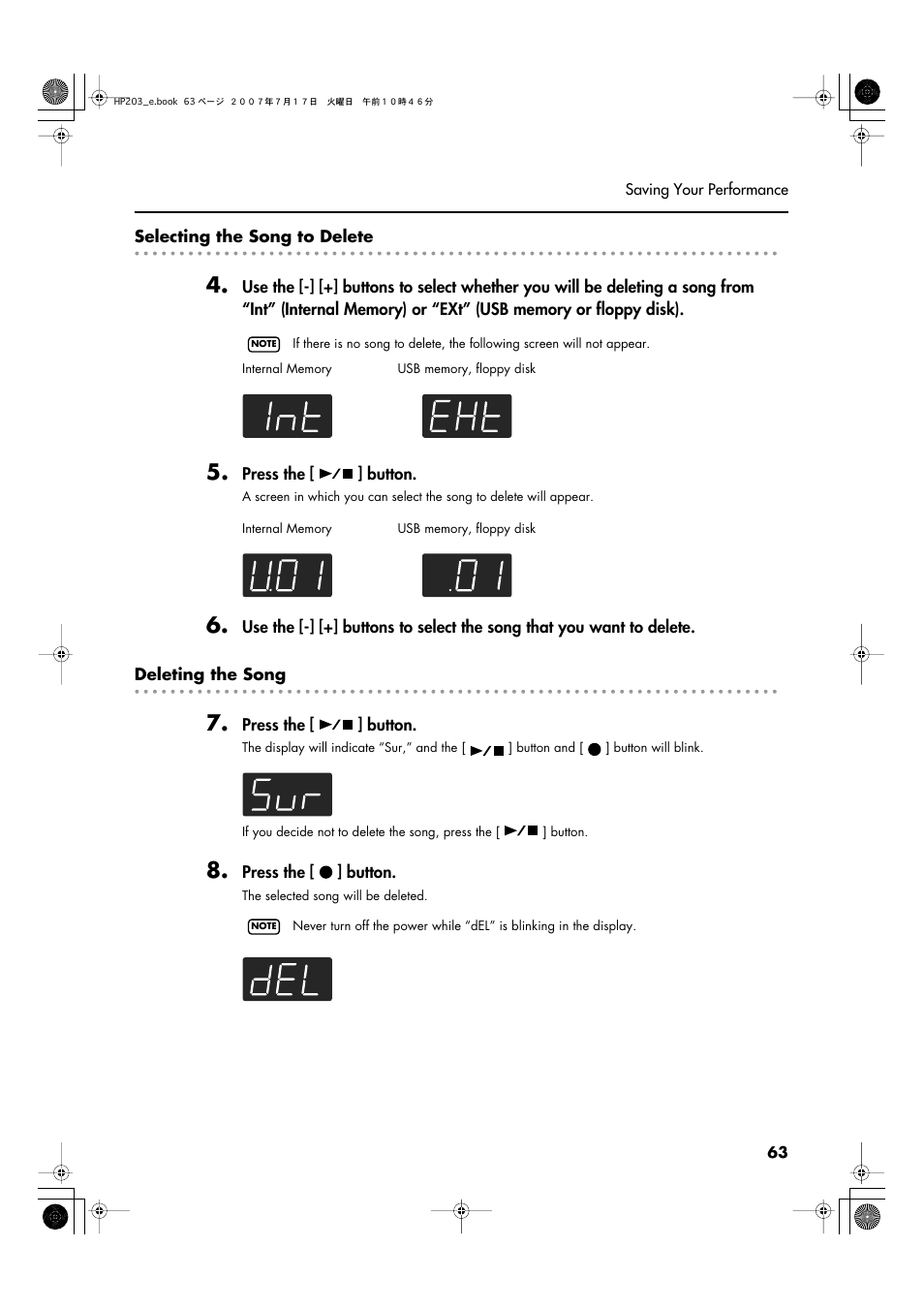 Roland HP203 User Manual | Page 65 / 108