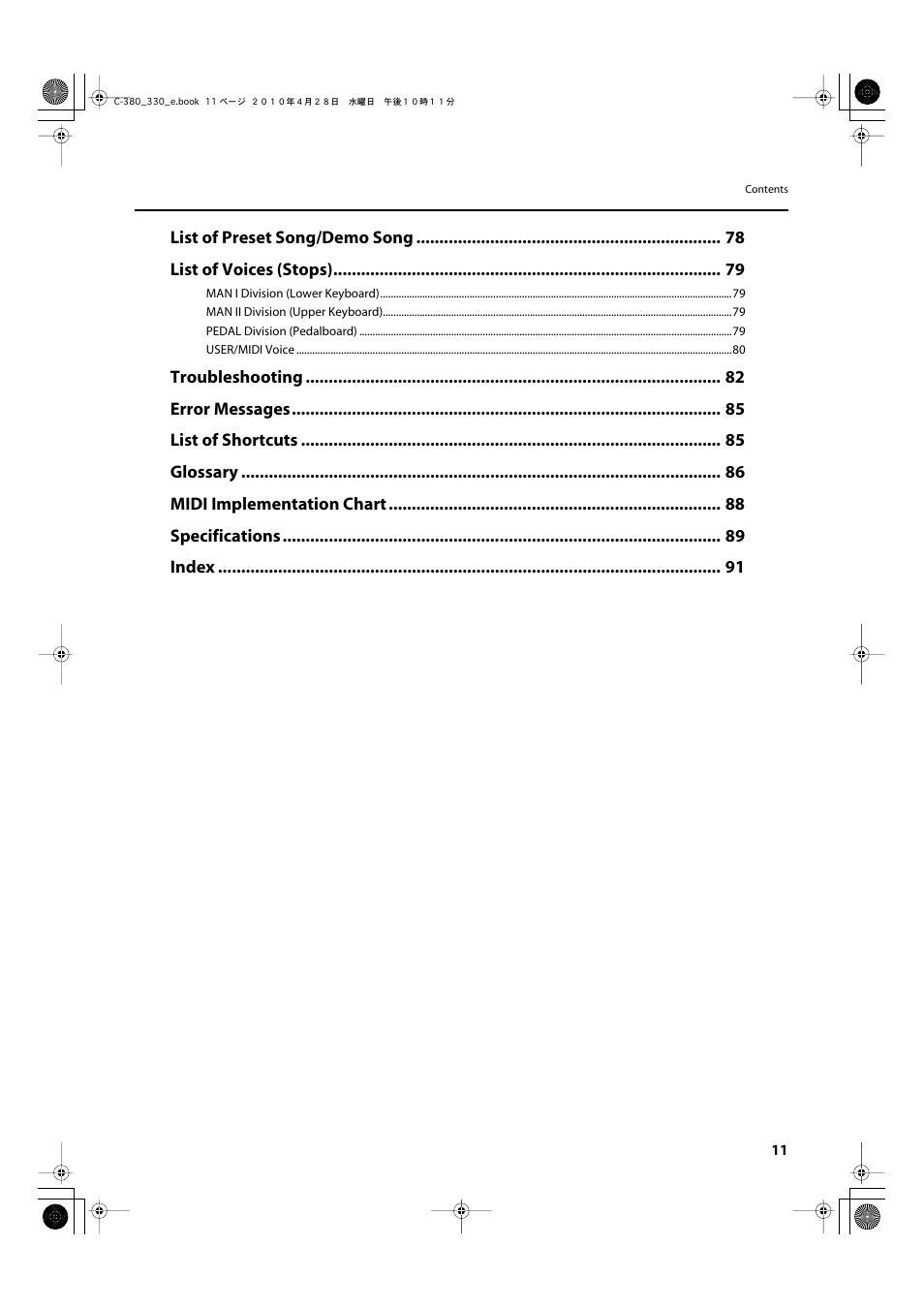Roland Classic Organ C-380 User Manual | Page 11 / 96