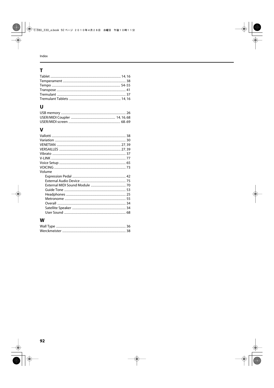 Roland Classic Organ C-380 User Manual | Page 92 / 96