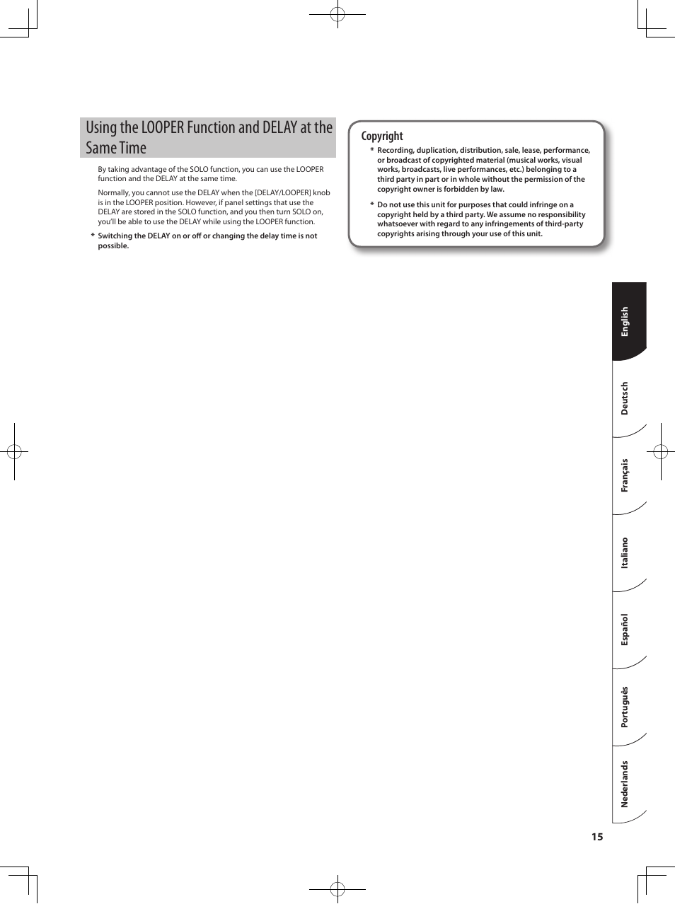 Copyright | Roland Bass Amplifier CB-60XL User Manual | Page 17 / 27
