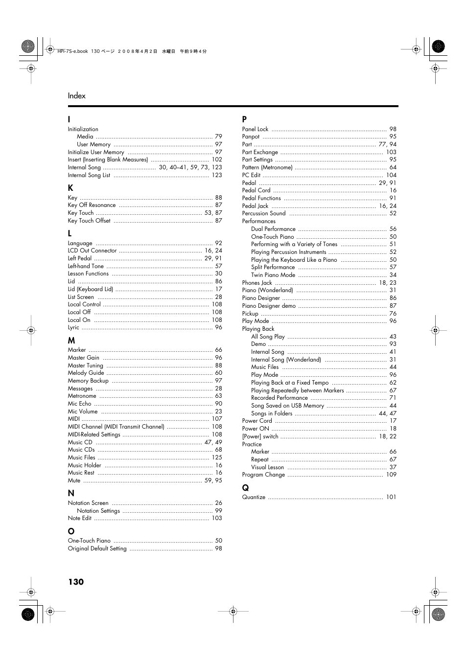 Roland HPi-7S User Manual | Page 130 / 136