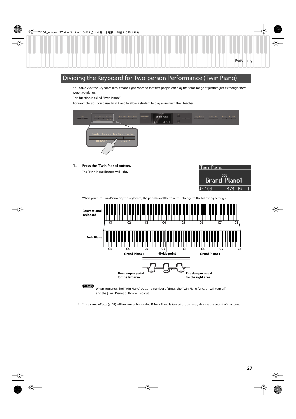 Registers (p. 27) | Roland Digital Piano LX-10F User Manual | Page 27 / 88
