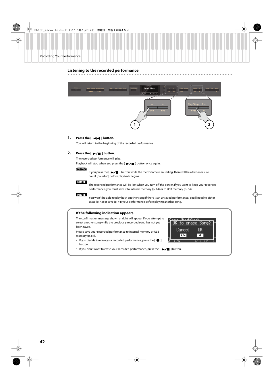 Roland Digital Piano LX-10F User Manual | Page 42 / 88